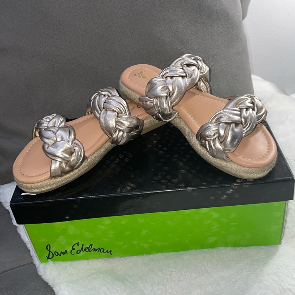 Sam Edelman Noreene  Jute Met Lea Sandals color metallic